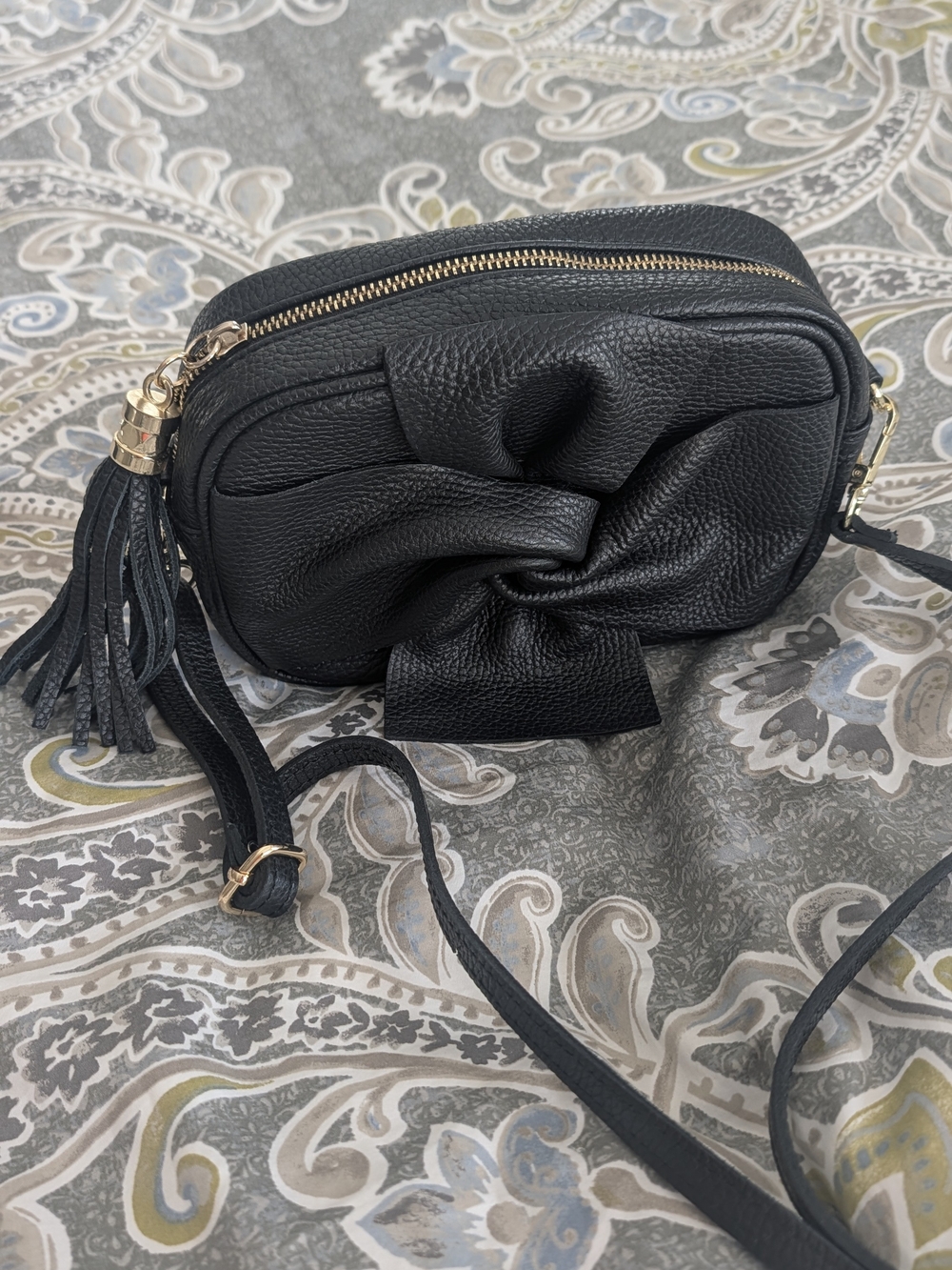 Women's Black Bow Crossbody Bag - Elegant Everyday Style